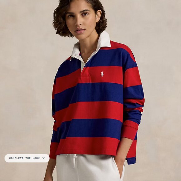 BRAND NEW Polo Ralph Lauren Striped Blue and Red Rugby Shirt - Picture 1 of 11